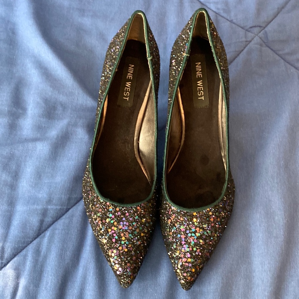 Nine West dark holographic glitter heels